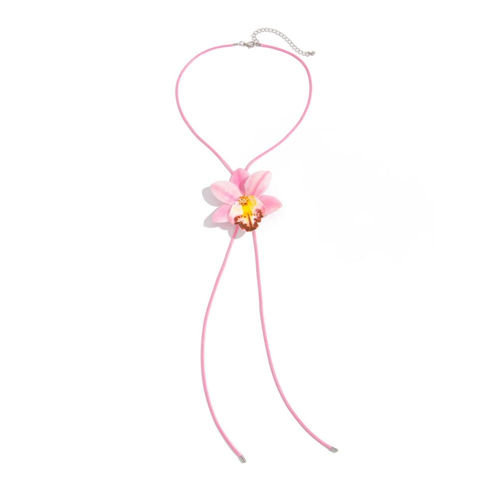 Simulation Flower Necklace Orchid Simulation Flower Earrings Sweet Clavicle Chain  Ladies