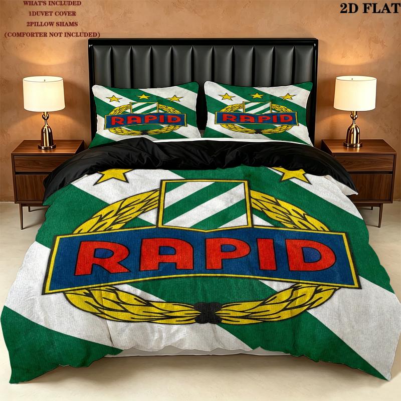 Sk Rapid Wien Pattern Bedding Uilt Set Uilt Cover Pillowcase Home Decoration Birthday Gift (1 * Duvet Cover + 2 * Pillowcase Without Core)