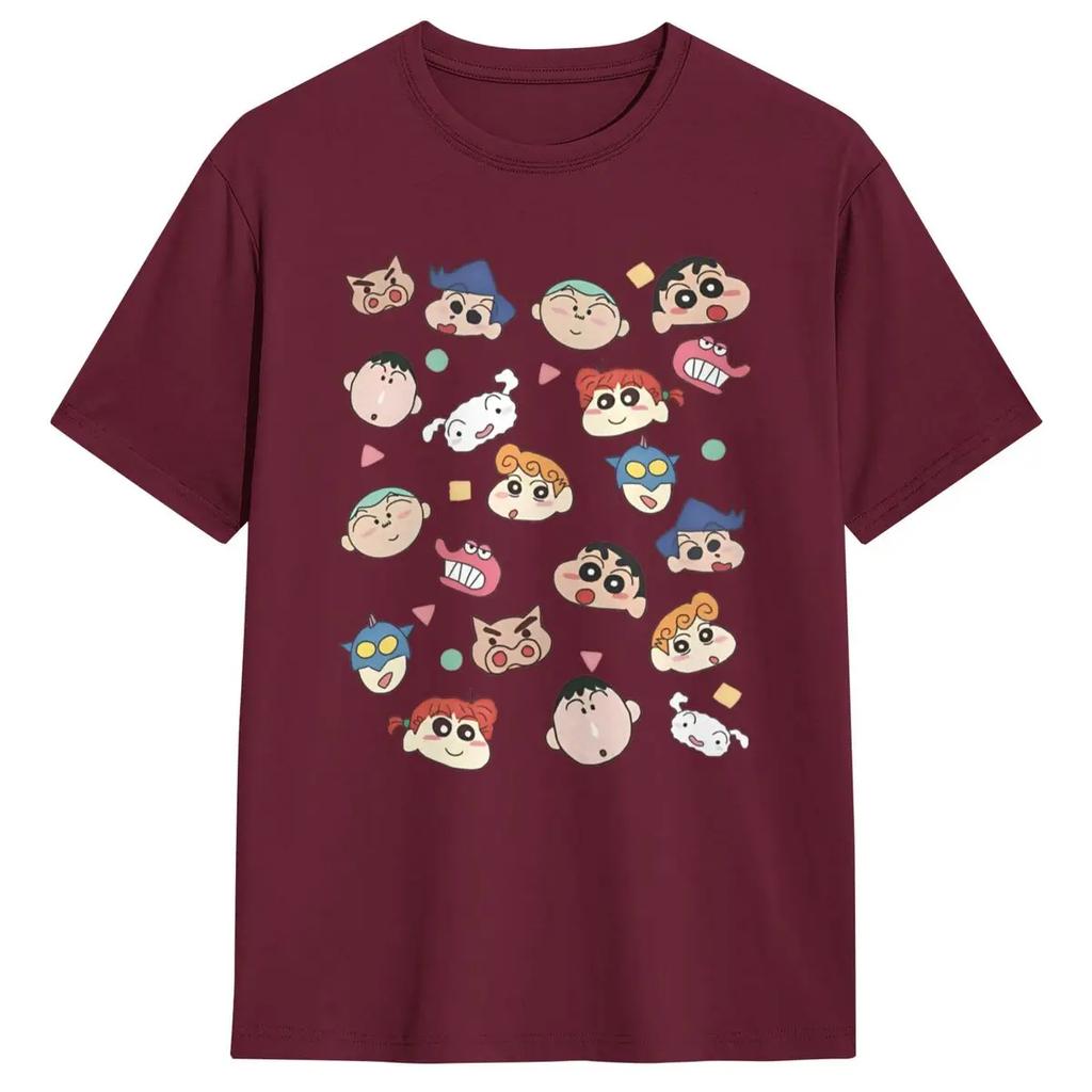 School Friends Crayon Shin Chan T-Shirt Summer Y2K Retro T Shirts 100 Cotton Tshirt For Mens Short Sleeves Clothing