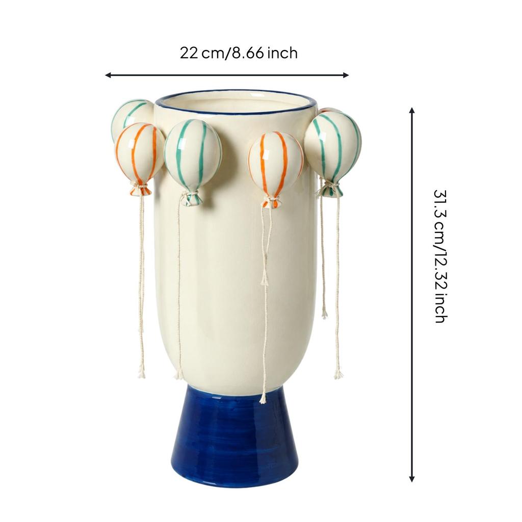 Hand-Painted Balloon Motif Ceramic Vase Colorful for Coffee Table