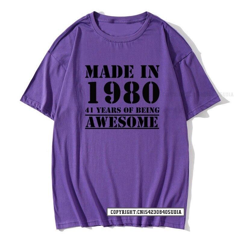 Grappig Gemaakt In 1980 41 Jaar Geweldig Zijn Verjaardag Print T-shirt Katoenen T-shirts Mannen Slim Fit Modieuze Tops Shirt