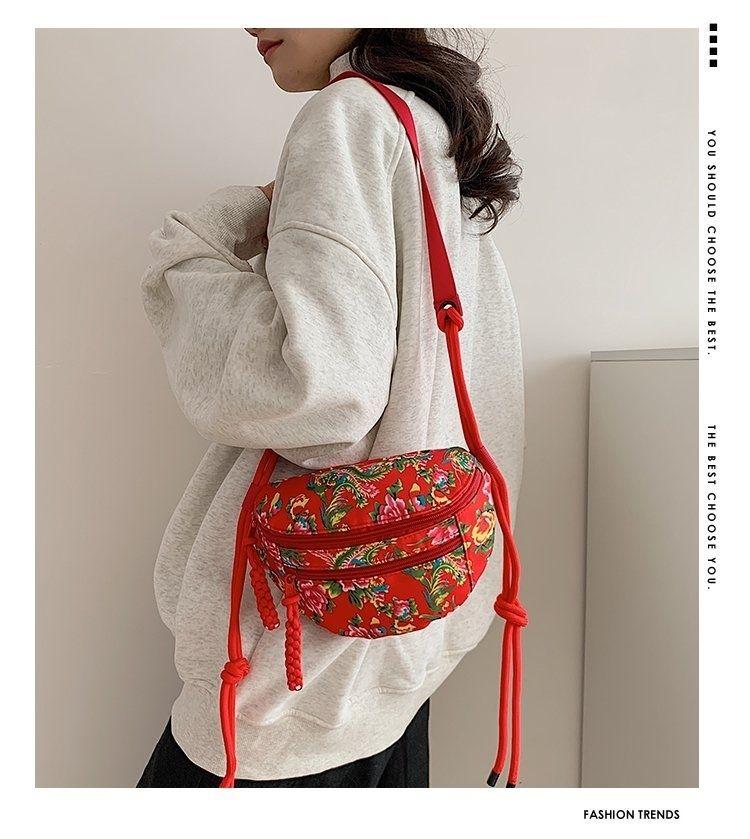 Women's Shoulder Crossbody Bag Printed Multi Pocket Small Bag Printed Ethnic Bag Casual Waist Bag Chest Bag