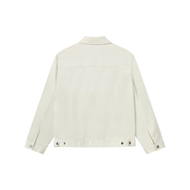 Fila Loose Fit Polo Collar Casual Solid Color Logo Long Sleeve Woven Jacket Men Jackets Jade-White F51M238703F-IV