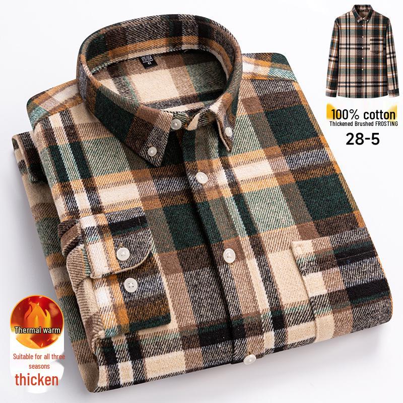 

Мужская толстая клетчатая фланелевая хлопковая рубашка для осени и зимы, стиль с длинным рукавом. 4XL