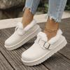 Fur Slippers Women Wear New Autumn and Winter Platform Non-slip Belt Buckle Warm Cotton Shoes Snow Boots