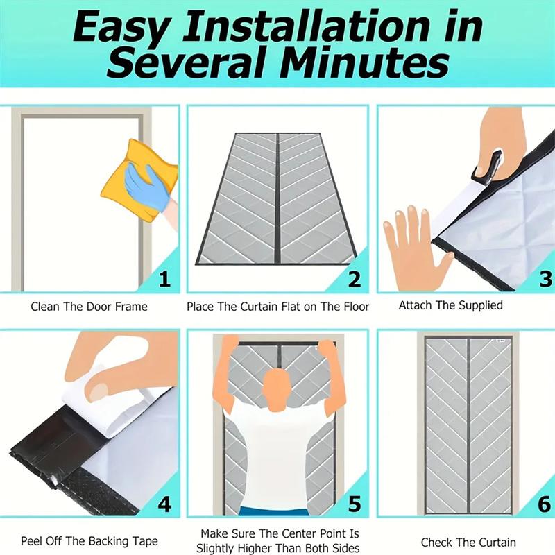 Magnetic Thermal Insulated Door Curtain Energy-Saving Privacy-Protecting Windproof Waterproof Cotton Curtain for Heater Room