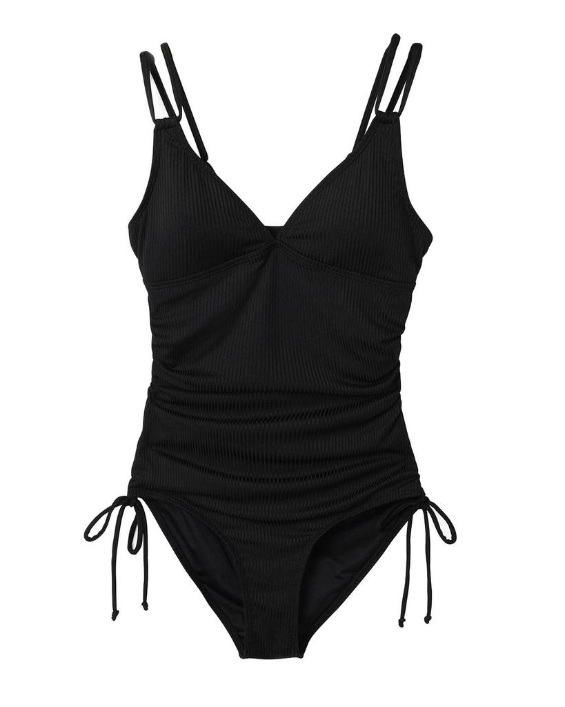 Azura Exchange Ribbed Knit One Piece Swimsuit with Adjustable Straps