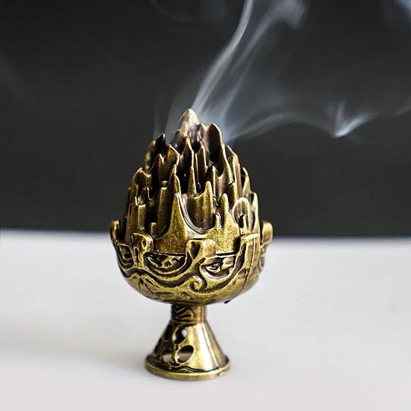 Alloy Incense Burner Household Incense Burner Boshan Furnace Creative Mini Lotus Metal Handicraft Ornaments Incense Burner