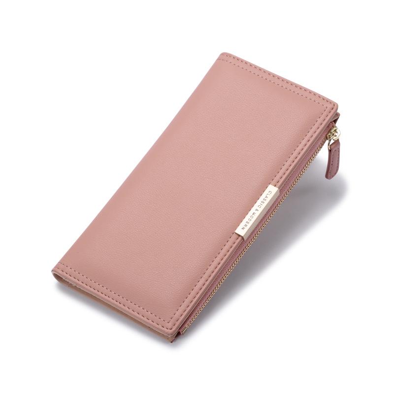 Women's Korean Style Long Wallet with Multi-Card Slots & Zipper Pocket Clutch