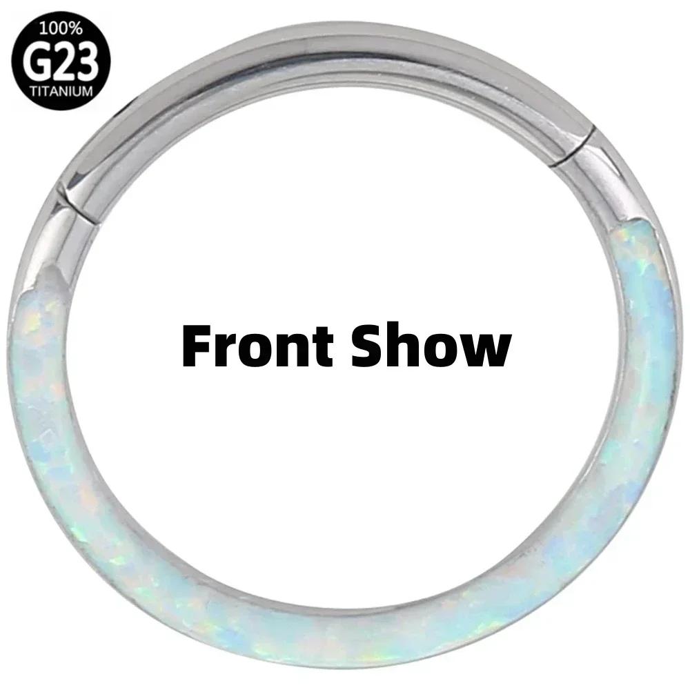 G23 Titan Frontseite Opal Nasenring 6mm - 12mm Septum Clicker Klappcreolen Ohr Knorpel Tragus Lippenpiercing