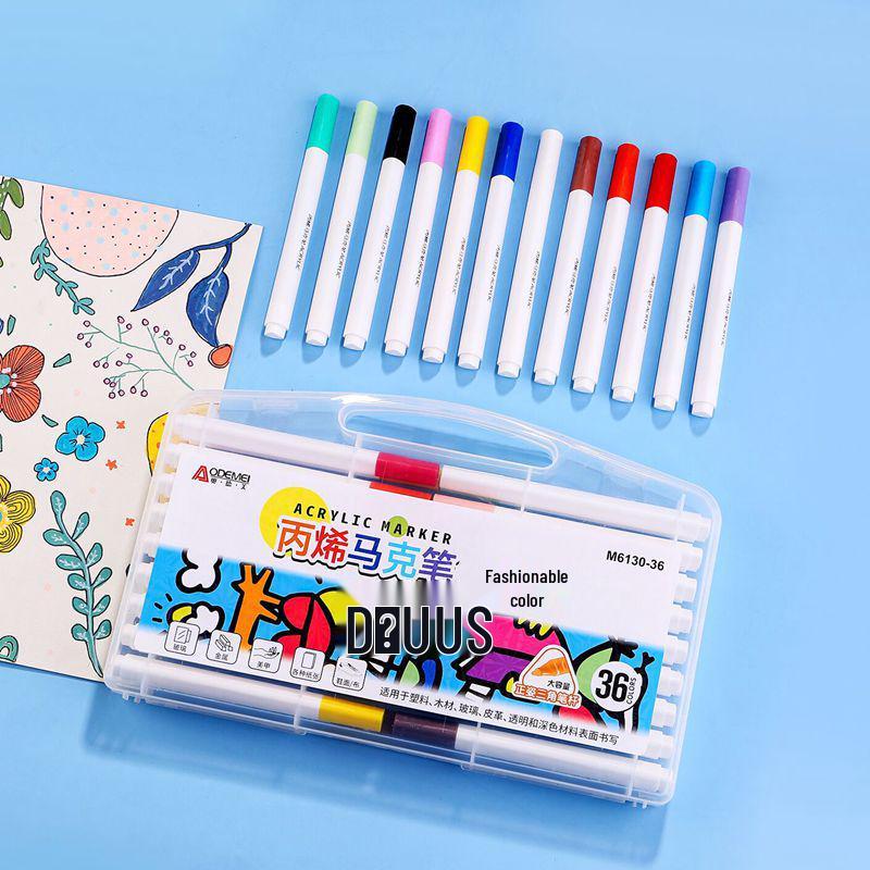 36-Color Acrylic Markers for Primary School Art Projects: Multi-Color Pens for Journaling and Coloring
