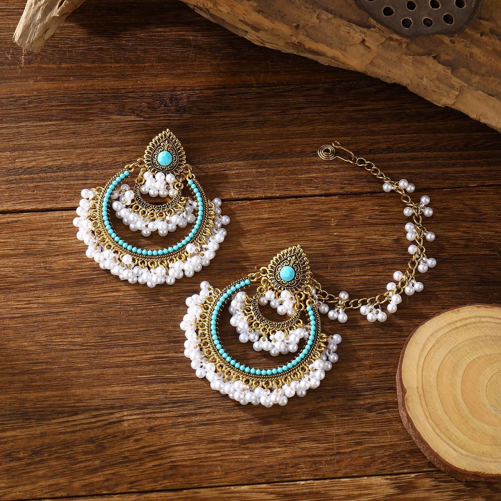 Bohemian Ethnic Tassel Drop Earrings Vintage Retro Geometric Earrings for Women Daily Wear Party Festival