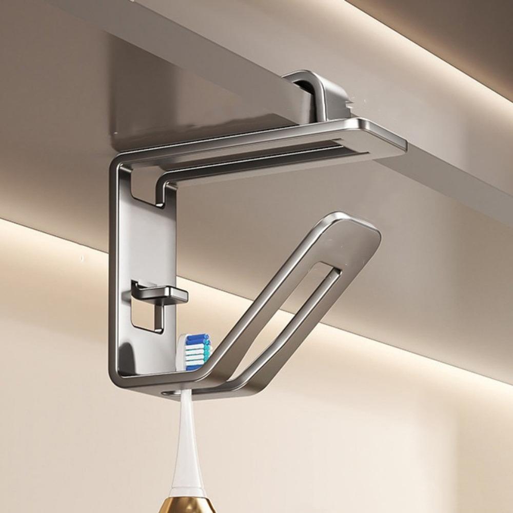 Carbon Steel Toothbrush Storage Rack Non-Perforated Toothbrush Stand for Under Cabinet