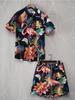 Men's Summer Palm Tree Tropical Plant Shirt Hawaiian Shirt 2-Piece Set Short Sleeve Shorts Lapel Tropical Fashion Casual Holiday