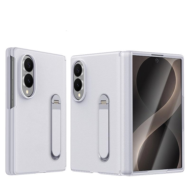 360 Metallhalter Lederhülle für Samsung Galaxy Z Fold 8 Wide 5G Displayschutzfolie Magnetische Scharnier Schutzabdeckung
