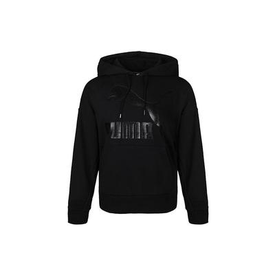 Lässiger Strick-Hoodie mit aufgedrucktem Logo für Damen, Oberteile, Schwarz 599197-51