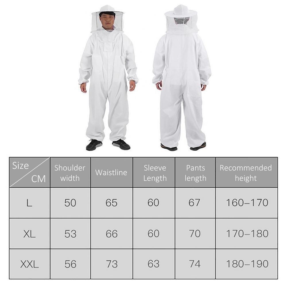 Professional Beekeepers Bee Suit Anti-Bee Veil Hood Hat Beekeeping Suit Jumpsuit Zipper Breathable Bee Repellent Clothing