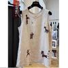 Women's Sleeveless Embroidered Cotton Linen Vest