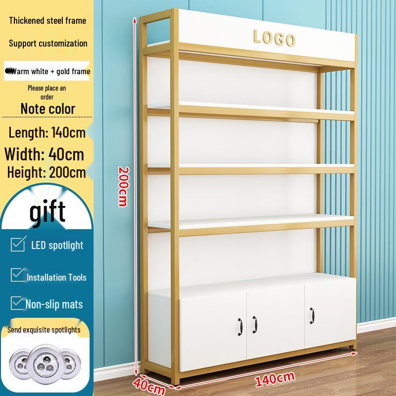 Steel-Wood Multi-Layer Floor Display Rack for Cosmetics and Baby Store
