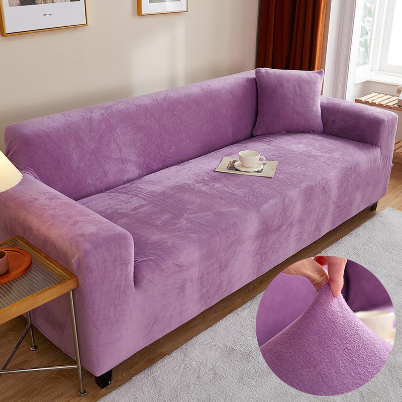 Europäischer Herbst/Winter Plüsch Elastischer Sofabezug - Dick, Rutschfest Vollständige Umhüllung für Ledersofas