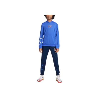 Nike CR7 Series Letter Football Drop Shoulder Hoodie Long Sleeve Kids Hoodies Medium-Blue White DV3121-432