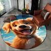 Cute Dog Samoye, Chihuahua, Husky, Koki Cartoon Round Area Rug,Carpet Rug for Living Room Bedroom Sofa Playroom Decor,Non-slip