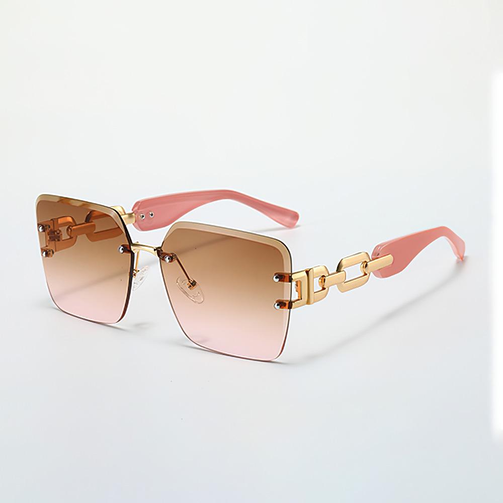 New In Vintage Sunglasses For Women Modern Stylish Frameless Glasses Golden Chain Gradient Lenses Glasses Women Sun Glasses