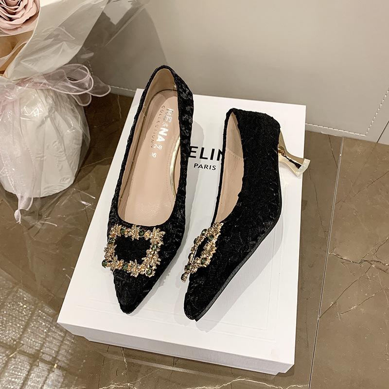 22. Beautiful Temperament, High Heels, Thick Heel Shoes, Soft Leather, Soft-soled Cheongsam, Formal Professional Shoes