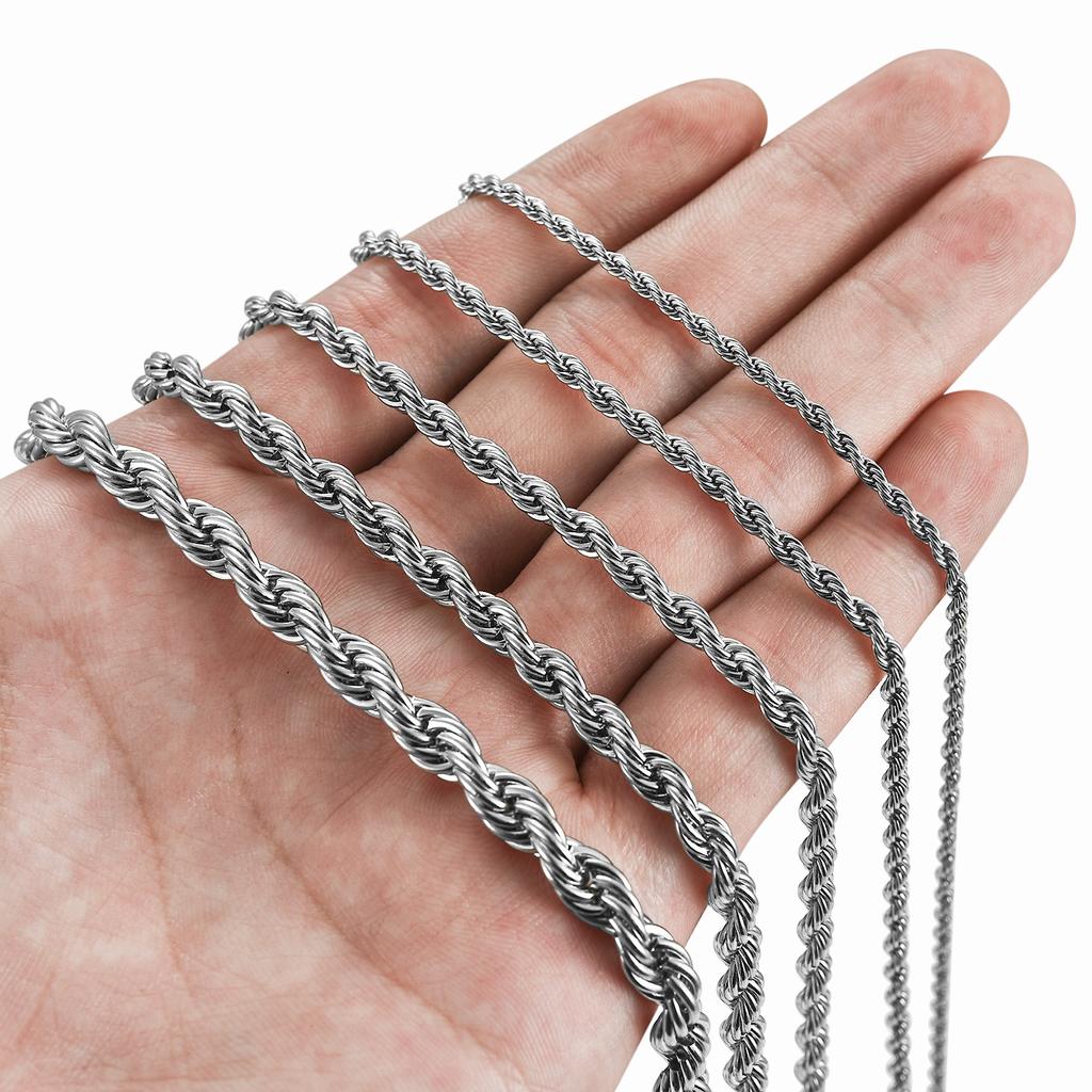 Herren Edelstahl Punk Verdrehte Seilkette Halskette für Damen Silberfarbe Hals Choker Wasserdicht Mode Schmuck Zubehör