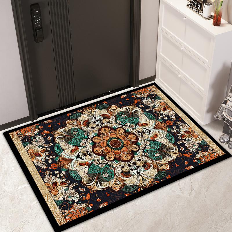 Entry Door Floral Silk Floor Mat Household Entrance Door Dirt Mat Outdoor Dirt Resistant Dust Removal Can Be Tailored Carpet