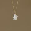 Rabbit Shape Rabbit Pendant Necklace Simple White Shell Rabbit Necklace Moon Rabbit Necklace  Girls