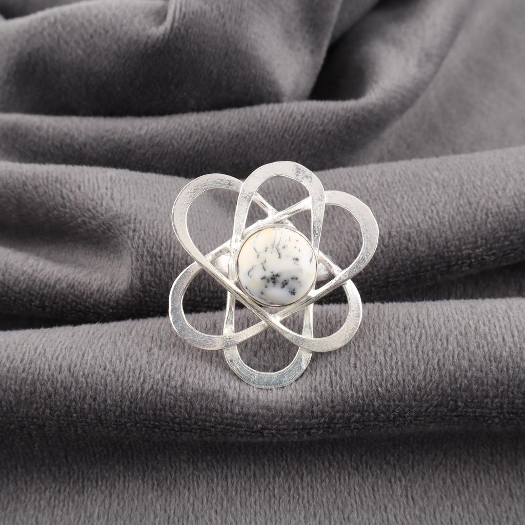 Dendritopal Ring Edelsteinschmuck, 925 Massiv Sterlingsilber Ring, Handgefertigter Schmuck Geburtssteinring, Geschenk für Sie