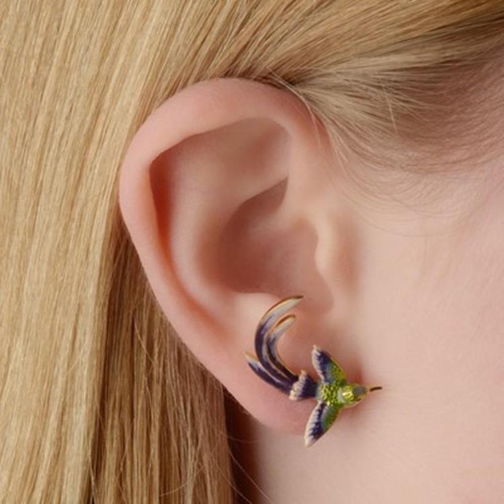 Cute Hummingbird Shape Oil Drop Earrings Popular Ear Jewelry Oil Drop Earrings Women