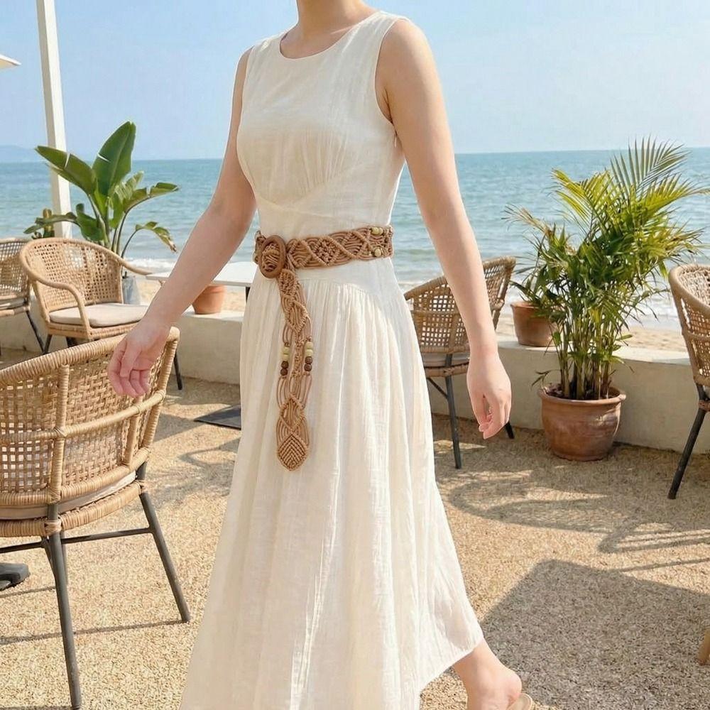 Woven Weave Belt Retro Ethnic Style Waistband Personality Bohemian Style Belt Dress Decoration