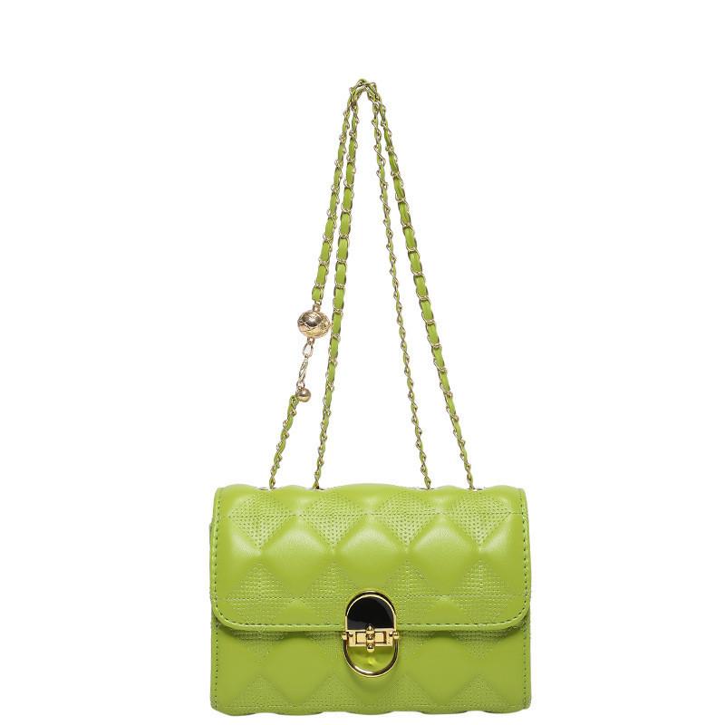 Stylish Embroidery Thread Small Square Bag Women s 2024 Summer Collection Stylish High-end Lock Chain Shoulder Bag зелёный