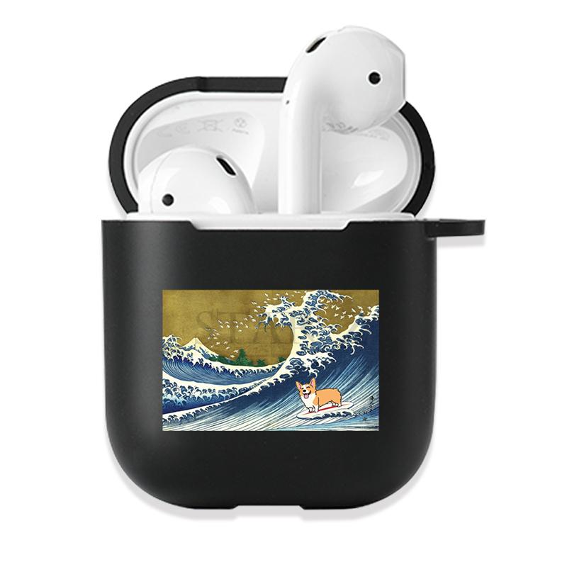 Soft Black Silicone Case for Apple Airpods Pro 3 2 1 The Great Wave of Kanagawa Bluetoooth Wireless Earphone Cases Airpod Cover