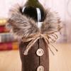 Funda navideña para botella de vino, ropa bonita de piel sintética para botella de vino, para fiestas navideñas y festivales