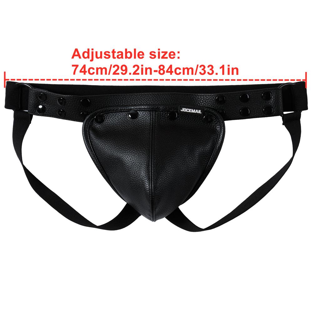 Jockstraps JOCKMAIL One Size Specification Adjustable Waist Size G-string Imitation Leather Removable Scrotal Pouch Fashionable Men's Thong Underwear