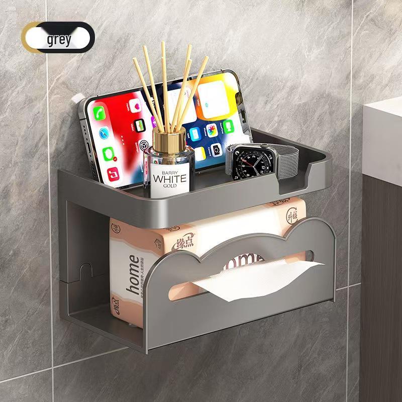 Wall-Mounted Toilet Paper & Tissue Box Storage Rack