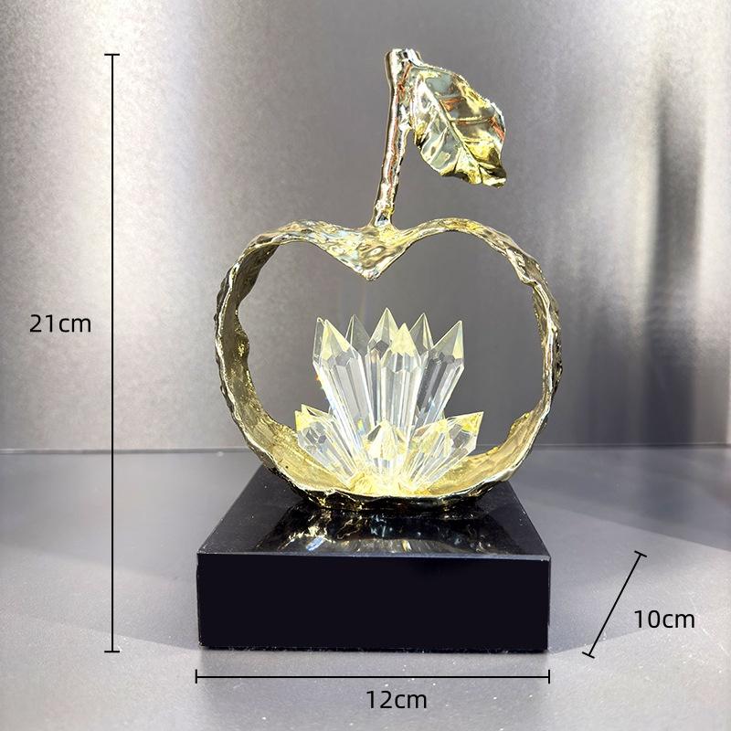 

Зелене Кришталеве Яблуко Сіднейська Груша Імітація Фруктової Скульптури Ручна Робота Кришталеві Прикраси Металева Фігурка Аксесуари для Домашнього Декору