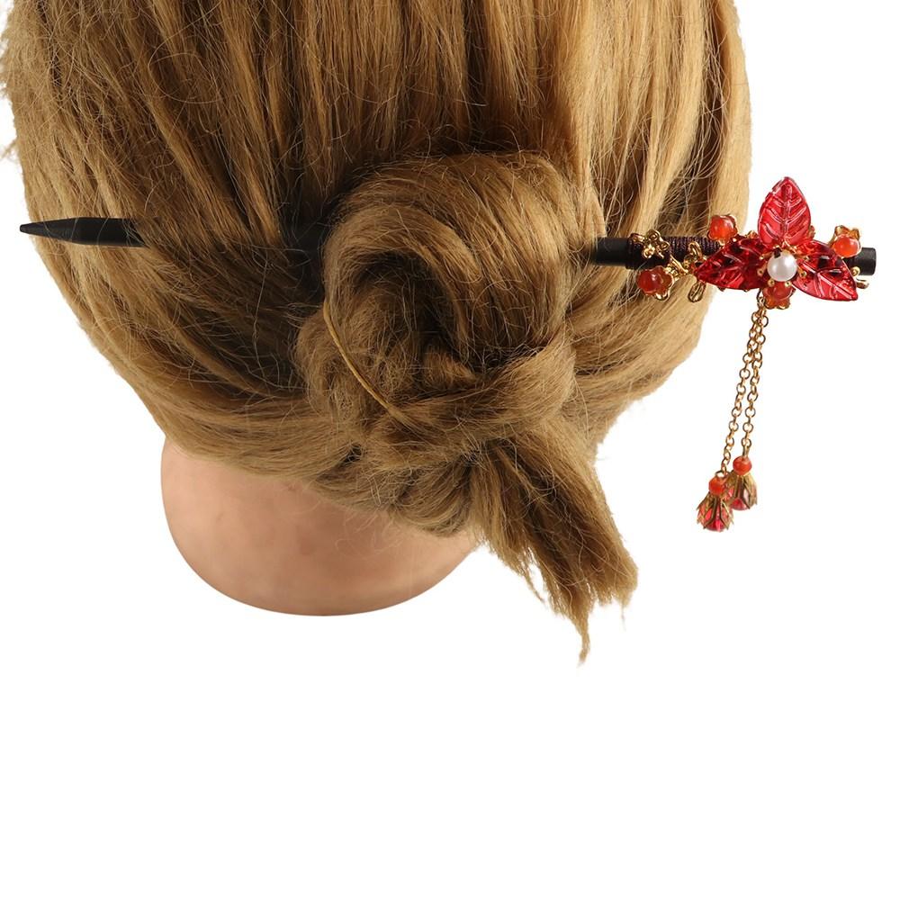 Vintage Retro Red Hair Stick Ancient Style Chinese Hairpin Headwear Valentine's Day Headwear