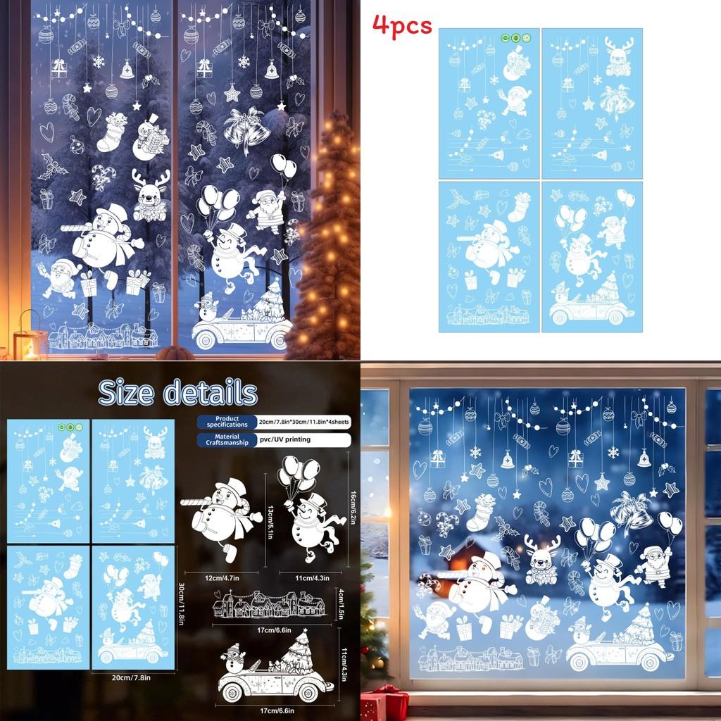 Christmas Static Cling Window Decals With White Christmas Snowman For Holiday Decor