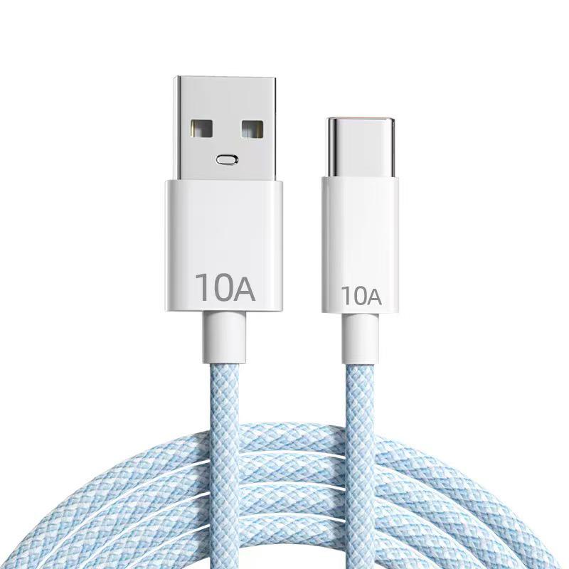 240W Super Flash Charge Braided Type-C Cable for Apple, Huawei, Xiaomi (10A).