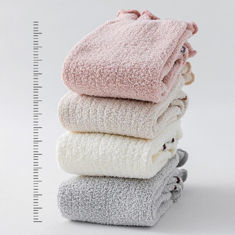 Children's Long Tube Socks Fleece Lined Thickened Coral Fleece Children's Socks Class A Breathable Infant Newborn Baby Socks
