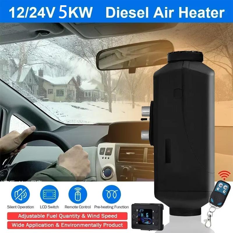 5KW Diesel Air Heater 12V 24V Parking Heater Low Noise Warmer Kits For All Diesel Vehicles Truck Van RV Boat Bus Trailer