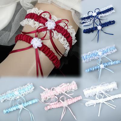 2 stücke Sexy Bogen Prinzessin Cosplay Hochzeit Party Braut Spitze Floral Blau Bein Ring Schleife Strumpf Strumpfband Gürtel Hochzeit Zubehör