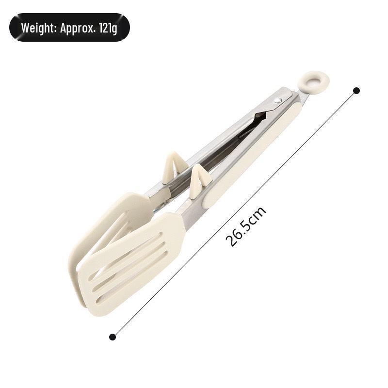 Silicone & Stainless Steel Heat-Resistant Food Tongs with Stand, 9" & 12" for BBQ, Steak, and Bread.