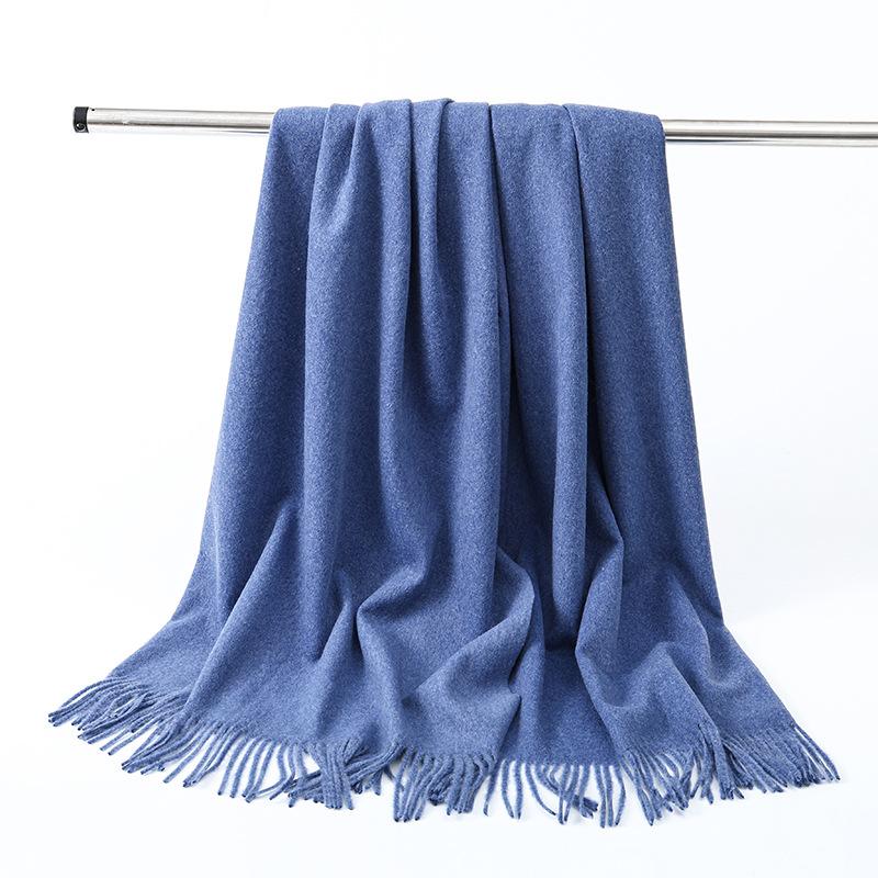 Wool Scarf Women's Winter Korean Style Thickened Warm Solid Color Scarf Shawl High End Versatile Cashmere Scarf
