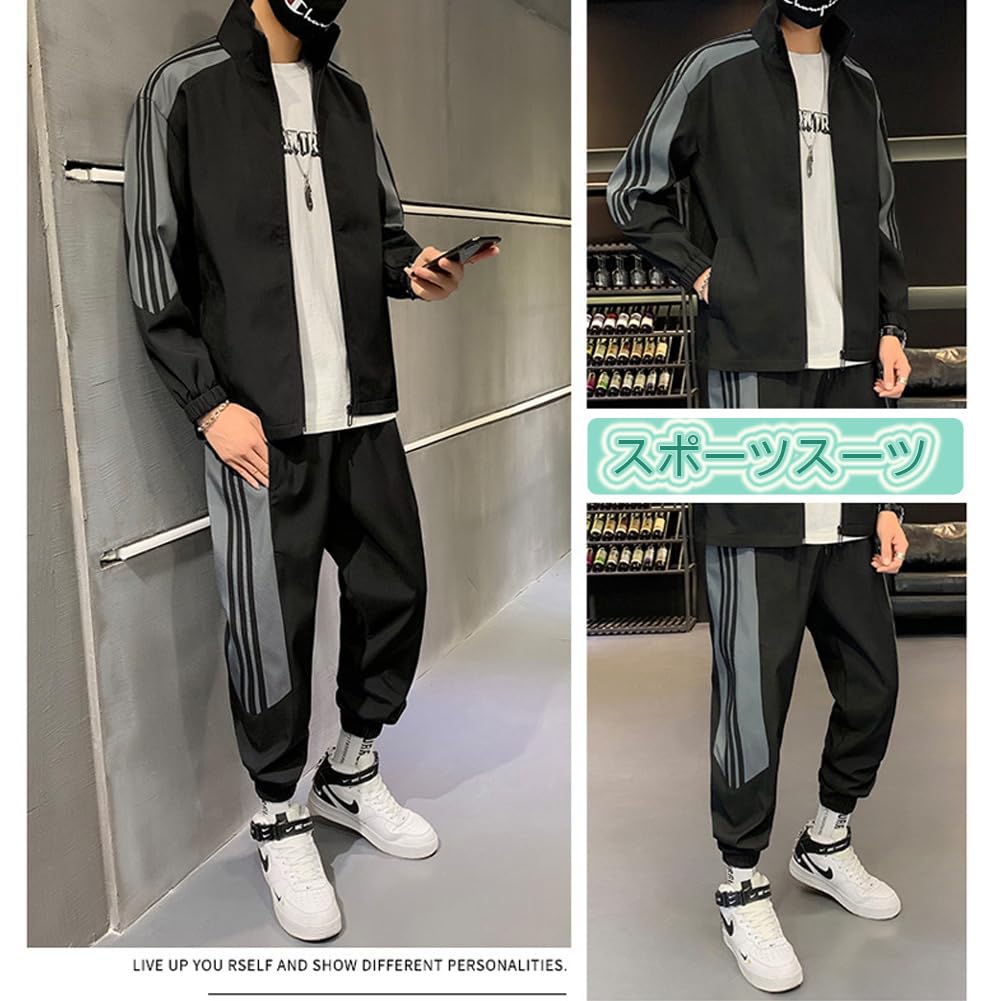 BUTMYJ Tracksuit Long Plus Loose Unisex Black M Men's Set, Sleeve, Sizes, Fit, Stylish, Loungewear, Fall/Spring Wear, Gym, Sports, Running,