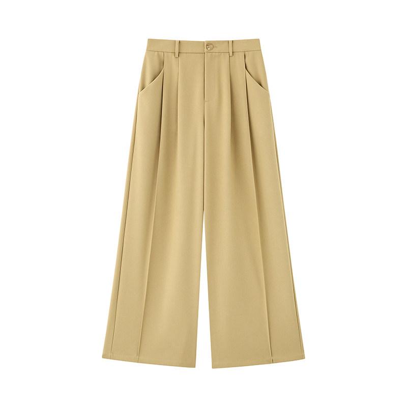 Lu Qing Yi Retro Twill High Waist Wide Leg Pants - Women s Autumn Casual M